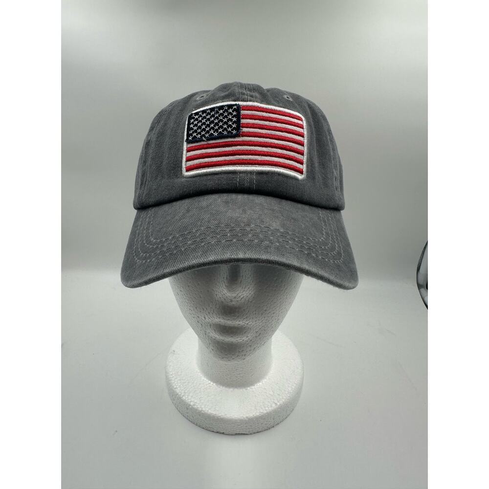 United States USA Flag America Distressed Gray Strap back Hat Cap Patriotic
